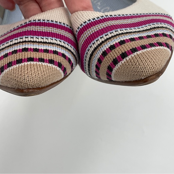 Rothy’s EUC Merino Point in Ivory Ribbon Stripe RETIRED STYLE Cream Pink Size 9 - Picture 8 of 16